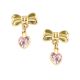 14k Yellow Gold Bow with Dangle Heart Earrings