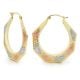 14k Gold Tri-Color Faceted High Polish Hoop Earrings