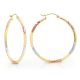 14k Gold Tri-Color Diamond Cut Hoop Earrings