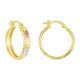14k Gold Tri-Color 17mm Diamond Cut Star Pattern Hoop Earrings