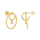 14k yellow gold double hoop diamond earrings front and side view
