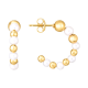 14K Yellow Gold Bead Pearl Open Hoop Earrings