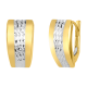 14K Two Tone Gold Diamond Cut Huggie Earrings