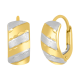 14K Two Tone Gold Fancy Design Huggie Earrings
