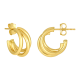 14K Yellow Gold Triple Open Tube Hoop Earrings