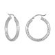 14K White Gold 25mm Diamond Cut Polished Hoop Earrings