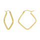 14k yellow gold square diamond cut hoop earrings front and side view