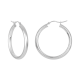 14K White Gold High Polished Tube Hoop Earrings
