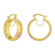 14k tri color gold 24mm laser design diamond cut hoop earrings front and side view