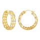 14K Two Tone Gold 27mm Fancy Pattern Hoop Earrings