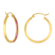 14K Yellow Gold Red Cubic Zirconia Hoop Earrings