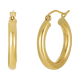 14k yellow gold high polish tube hoop earrings 3x20mm front and side view