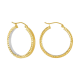 14k two tone gold 25mm diamond cut tube hoops front and side view