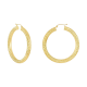 14k yellow gold 45mm fancy diamond cut hoops front and side view