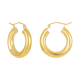 14k yellow gold 4x20mm tube hoop earrings front and side view