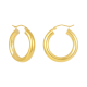14k yellow gold 4x25mm tube hoop earrings front and side view