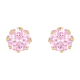 14k yellow gold pink topaz crown basket stud earrings front view