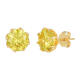 14k yellow gold citrine crown basket stud earrings front and side view