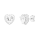 Silver Cubic Zirconia Domed Halo Heart Stud Earrings