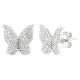 silver pave butterfly cubic zirconia earrings front and side view