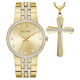 Bulova Box Set Gold Tone Crystal Watch With Cross 