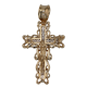 14k yellow gold swirl edge cross with cubic zirconia front view